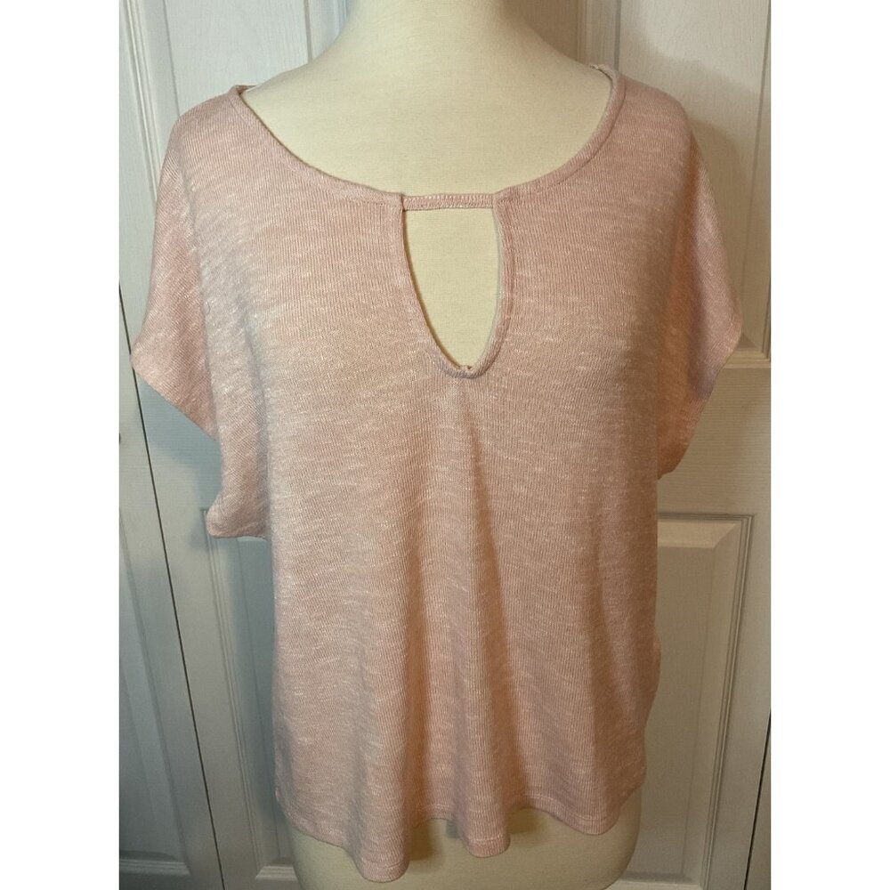AEO American Eagle Outfitters Marled Heathered Pink‎ Keyhole Sweater Small